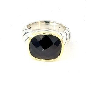 David Yurman Onyx Ring Size 7 18k Gold & Sterling Silver Estate DY626